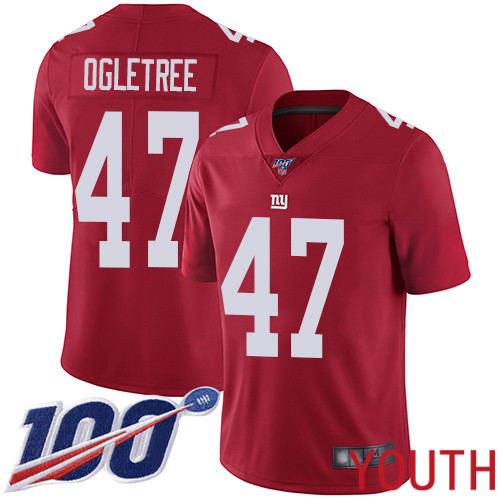 Youth New York Giants #47 Alec Ogletree Red Limited Red Inverted Legend 100th Season Football NFL Jersey